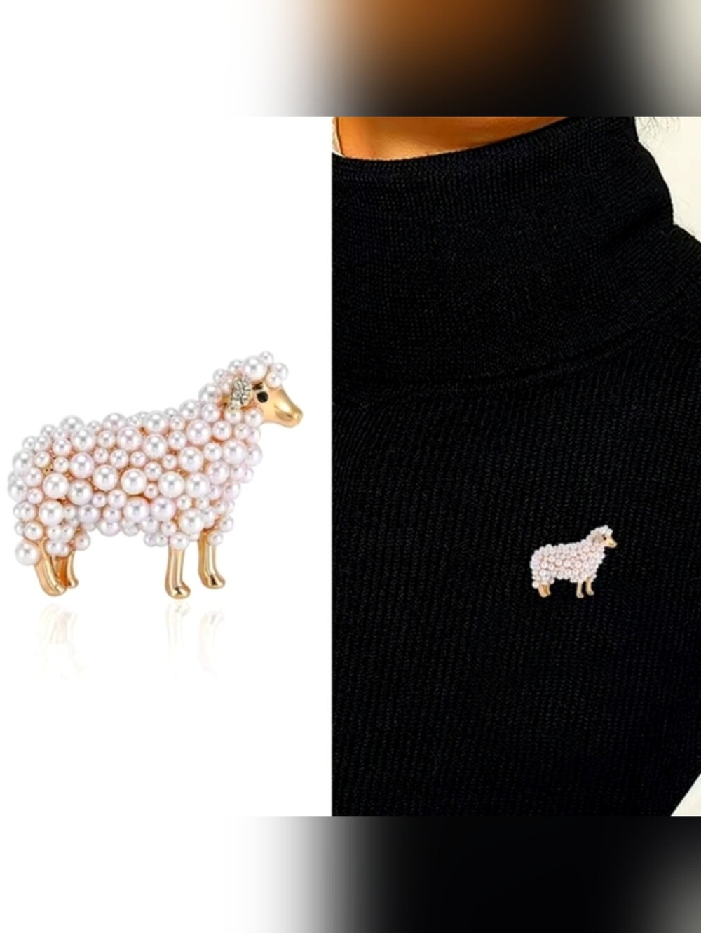 Sheep pin; gold and faux white pearl; NWOT - Picture 2 of 7